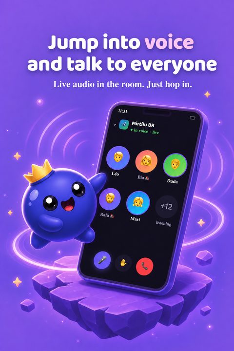Live voice channel of a Mirtilu chat with several people talking
