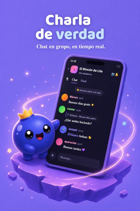 Conversación grupal en tiempo real dentro de un chat de Mirtilu