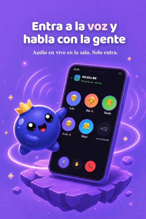Canal de voz en vivo de un chat de Mirtilu con varios participantes
