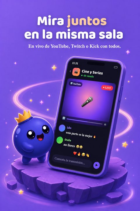 Watch party en Mirtilu: un live de YouTube visto en conjunto en el chat